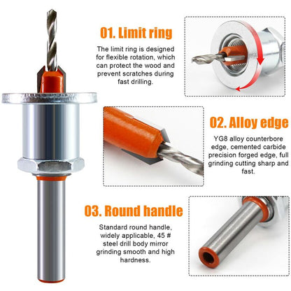 2 pcs Wood Drill Bits, Hss Drill Bit Set, 8Mm Steel Countersink Drill Bits, Countersink Drill Bit Set For Woodworking, - Image 3