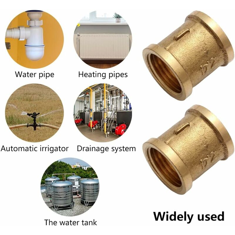 Female Straight Couplings, Female Connector Accessories, Female Connecting Pipe Threads, Female Connectors, 1/2 Brass - Image 3