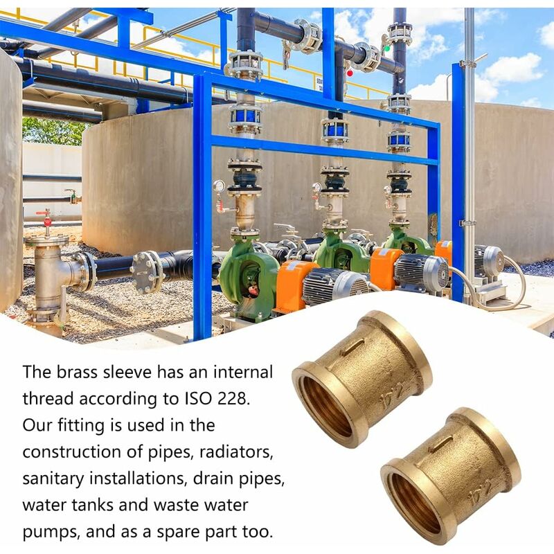 Female Straight Couplings, Female Connector Accessories, Female Connecting Pipe Threads, Female Connectors, 1/2 Brass - Image 4