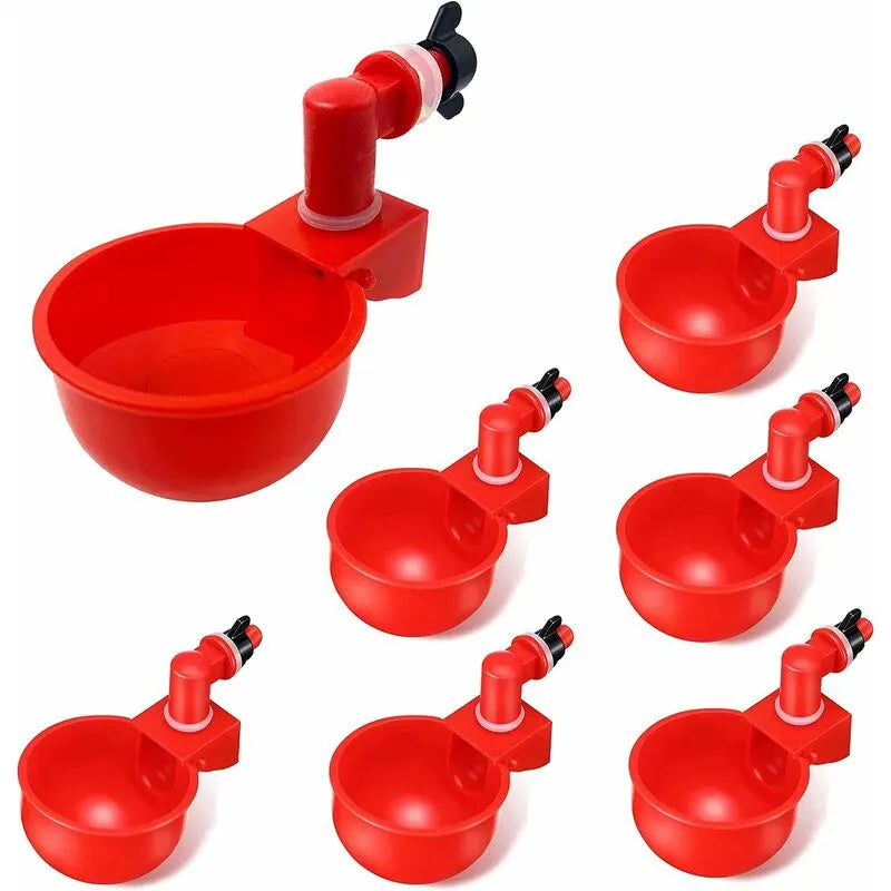 6 pcs Automatic Chicken Waterer Supplies Bowl Cups Plastic Bowl, Poultry Water Dispensers Automatic Drinking Water Cups