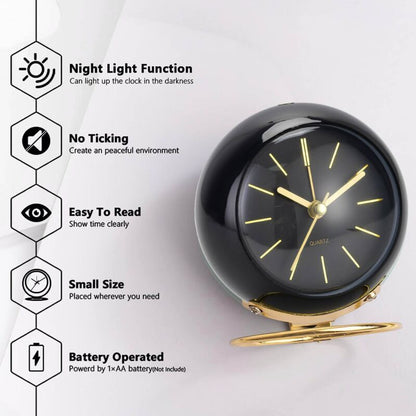 Retro Analog Alarm Clock Non-Ticking With Night Light, Silent, Battery Operated, Easy To Use And Loud Alarm - Image 2