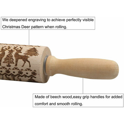 Christmas Wooden ROlling Pin, ROlling Pin, Kitchen Tool, Baking Accessory, Eye-Catching, Stable And Durable, Christmas - Image 3