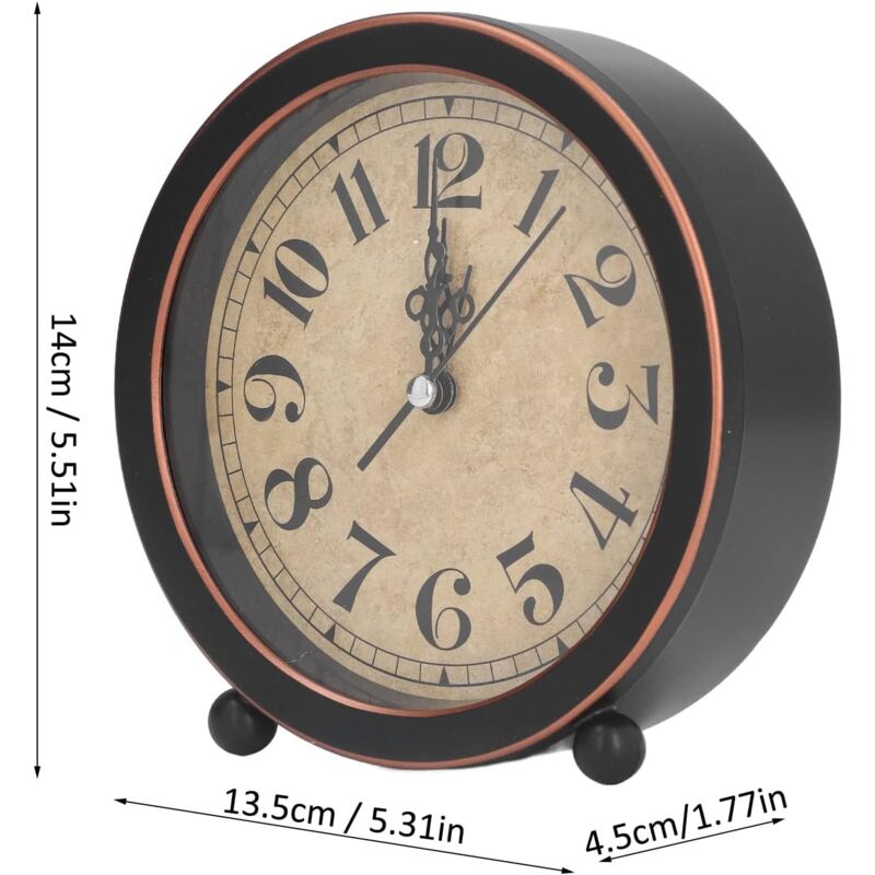 Vintage Retro Analog Alarm Clock, ROund Alarm Clock, Small Desk Clock, Super Quiet, Non-Ticking, Small Clock For Home - Image 3