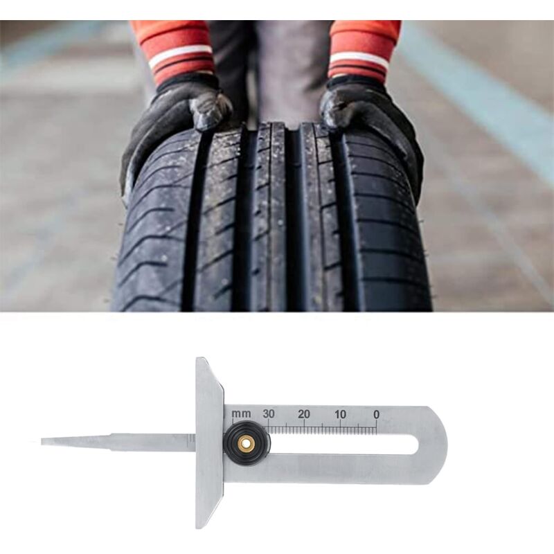 Tire Tread Depth Gauge, Stainless Steel Tire Tread Depth Gauge Safety Tire Ruler Tire Meter 0-30Mm For Car Motorcycle - Image 4