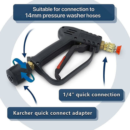 High Pressure Washer Gun, 4000 Psi 280Bar, M22 Interface (14 Mm) Contains Karcher Quick Connector, 5 Water Nozzle Tips - Image 2
