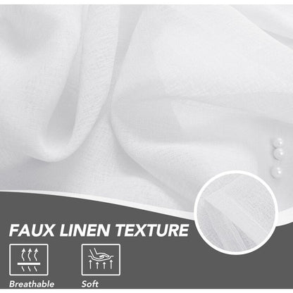 2 pcs Set Voile Curtains Super Soft Decorative Eyelet Curtain Living ROom Bedroom Girl Baby 132X160Cm White - Image 2
