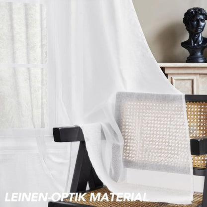 2 pcs Set Voile Curtains Super Soft Decorative Eyelet Curtain Living ROom Bedroom Girl Baby 132X160Cm White - Image 3