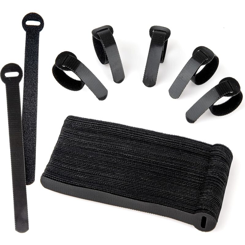 60 Pack Black Reusable Cable Ties Adjustable Releasable Cable Management Clips For Pc Cables, Organizing Cords, Tv,