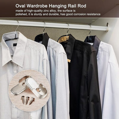 6 pcs Oval Wardrobe Rail End Brackets Nickel Plated Silver Wardrobe ROd Holder 15Mm Wardrobe Flange Rail Brackets And 6 - Image 3