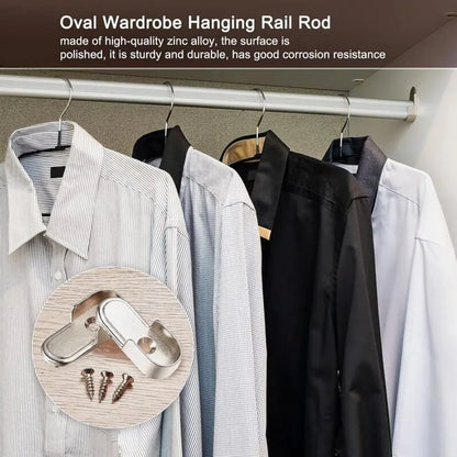 6 pcs Oval Wardrobe Rail End Brackets Nickel Plated Silver Wardrobe ROd Holder 15Mm Wardrobe Flange Rail Brackets And 6 - Image 3