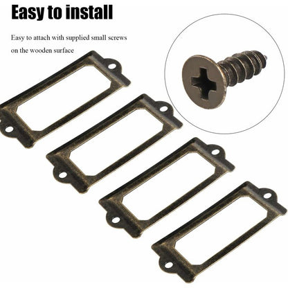 15 pcs Metal Label Holders With Screws For Desk Bookshelf Bookcase Shelves Bronze Size 70 X 33Mm - Image 3