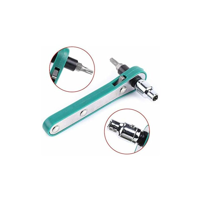 1/4" Ratcheting Angled Screwdriver Set With Right Angle Hexagon Screwdriver Bit And Sockets - Image 2