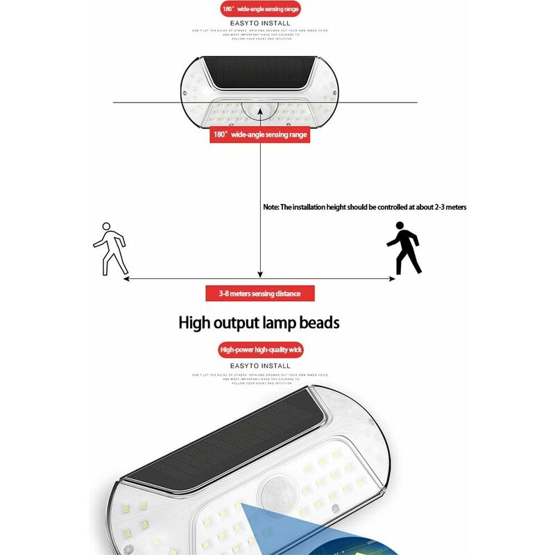 Solar Light Outdoor 40 LED Motion Sensor Waterproof Wireless Solar Security Lights For Outdoor Garage Yard Patio - Image 3