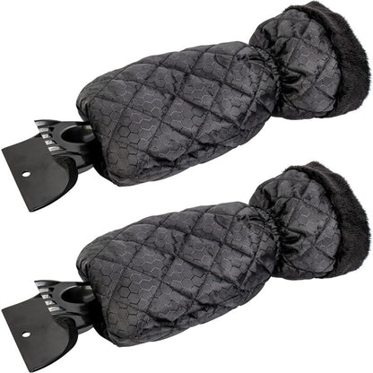 2 Pack Car Ice Scraper - Car Windshield Scraper Window Glove, Snow Scrapers With Waterproof Lining, Removes Ice And