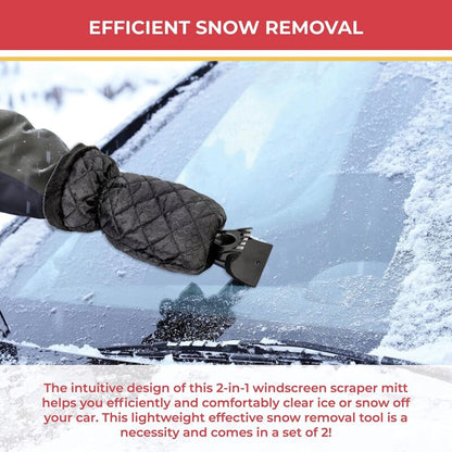2 Pack Car Ice Scraper - Car Windshield Scraper Window Glove, Snow Scrapers With Waterproof Lining, Removes Ice And - Image 2