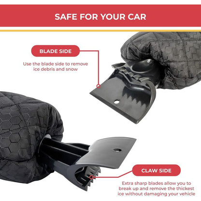 2 Pack Car Ice Scraper - Car Windshield Scraper Window Glove, Snow Scrapers With Waterproof Lining, Removes Ice And - Image 3