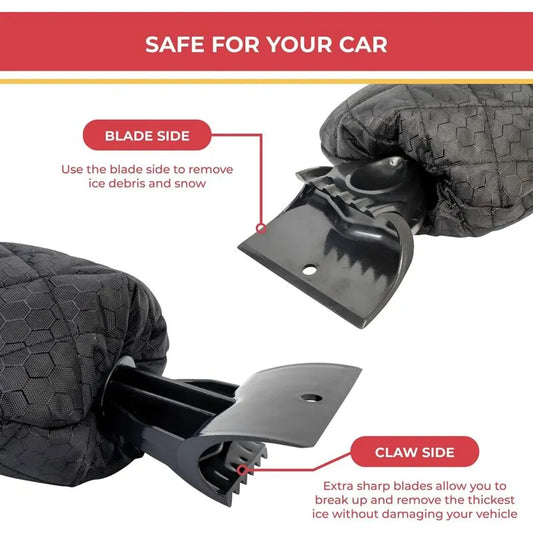2 Pack Car Ice Scraper - Car Windshield Scraper Window Glove, Snow Scrapers With Waterproof Lining, Removes Ice And - Image 3