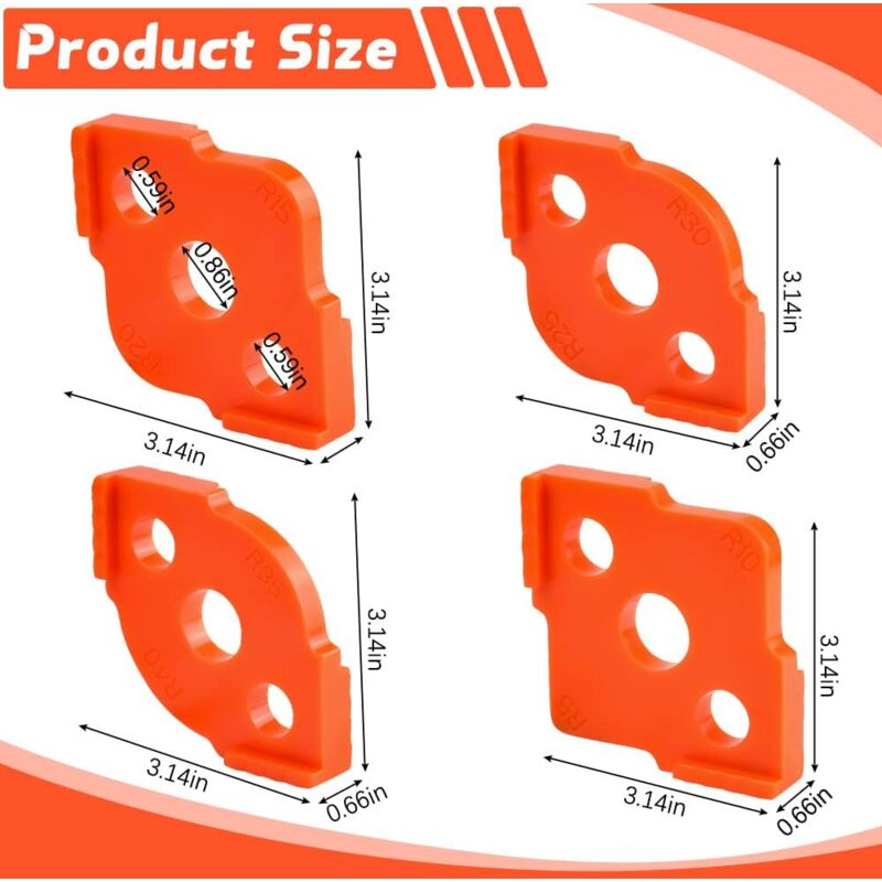 4 pcs Alloy Radius ROuter Jig, R5 - R40 Woodworking ROuter Jig On Table, Corner Radius ROuting Accessories For - Image 2