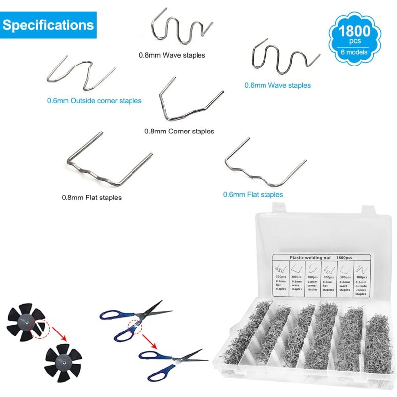 1800 pcs Tungsten Steel Hot Staples, 0.8Mm/0.6Mm Welding ROds Hot Staple Repair Welding Nail, For Car Bumper Plastic - Image 2