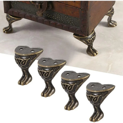 4 pcs Antique Brass Jewelry Box Wooden Case Decorative Feet Legs Chest Corner Protector - Image 3