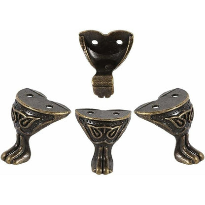 4 pcs Antique Brass Jewelry Box Wooden Case Decorative Feet Legs Chest Corner Protector - Image 4