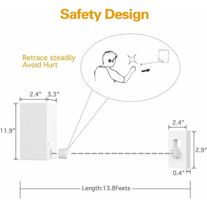 Retractable Clothes Drying Rack Indoor Outdoor Wall Mounted Clothes Dryer Retractable Hanger Lock To Prevent Sagging - - Image 3