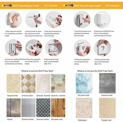 Retractable Clothes Drying Rack Indoor Outdoor Wall Mounted Clothes Dryer Retractable Hanger Lock To Prevent Sagging - - Image 4
