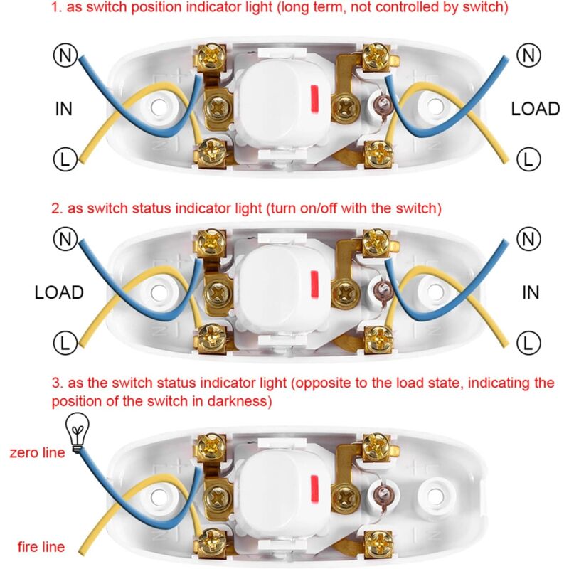 5 pcs Ac 250V 10A Compact Plastic On/Off ROcker Switch LED ROcker Switch Inline Cord Light Lamp Switch Control Solder - Image 3