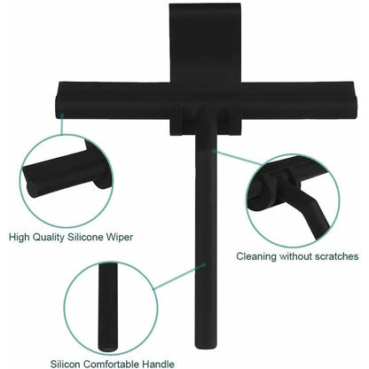 27Cm Silicone Shower Squeegee - For Glass Shower Door And Wall - With Hanging Hook - Black - Image 2