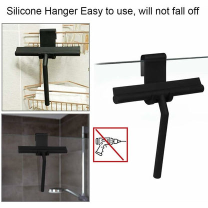 27Cm Silicone Shower Squeegee - For Glass Shower Door And Wall - With Hanging Hook - Black - Image 4
