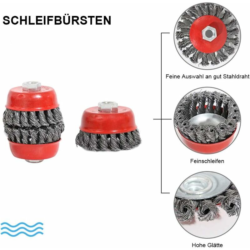 Bevel Brush For Angle Grinder, Metal/Steel, Twisted Wire, Flexible, Diameter: 75 And 100 Mm, Mounting Thread: M14, 4 - Image 4