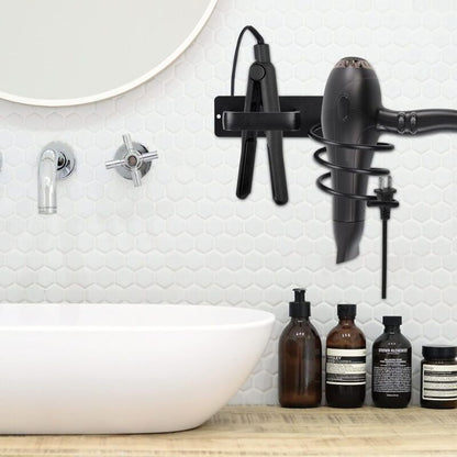 Hair Dryer Holder And Straightener Stand, Hair Dryer Holder With Cable Management, Wall Mounted Hair Dryer Organizer - Image 2