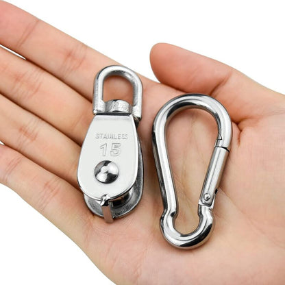 Parts Stainless Steel Pulley, Single Lifting Pulley With ROpe For ROpes Camping Hiking - Image 2