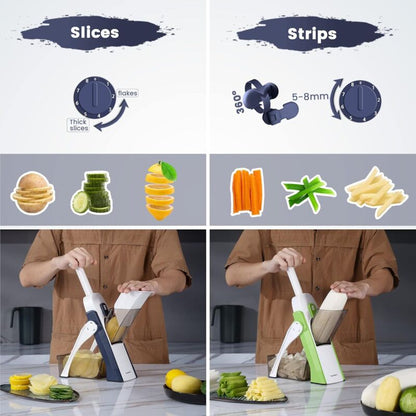 Kitchen Mandoline Safety Slicer Manual Multifunction All Vegetable Cutter Stainless Steel Blade, Julienne, Cubes, Fcoupe - Image 4