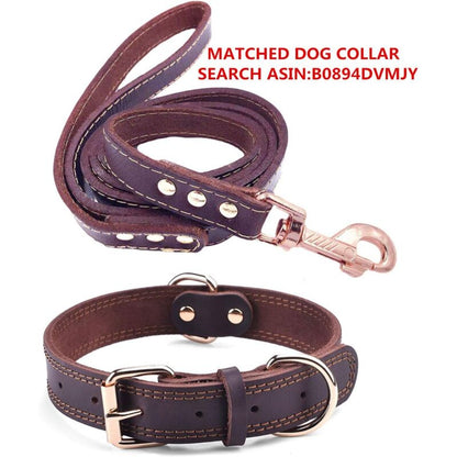 Premium Genuine Leather Dog Collar/Durable Real Leather Adjustable Collars For Male Female （size: M） - Image 2