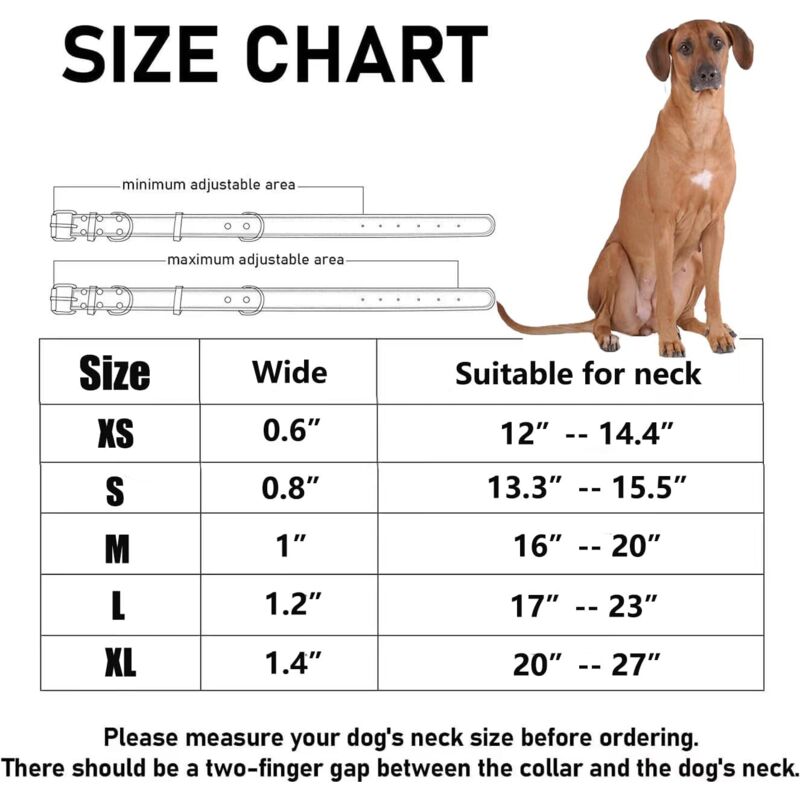 Premium Genuine Leather Dog Collar/Durable Real Leather Adjustable Collars For Male Female （size: M） - Image 3
