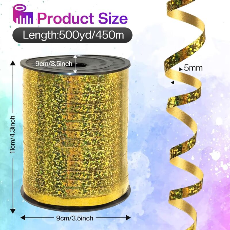 One Spool Smooth Gold Ribbon - 400M X 5Mm Gold Gift Ribbon For Wedding, Diy Arts & Crafts, Party And Gift Wrapping - Image 2