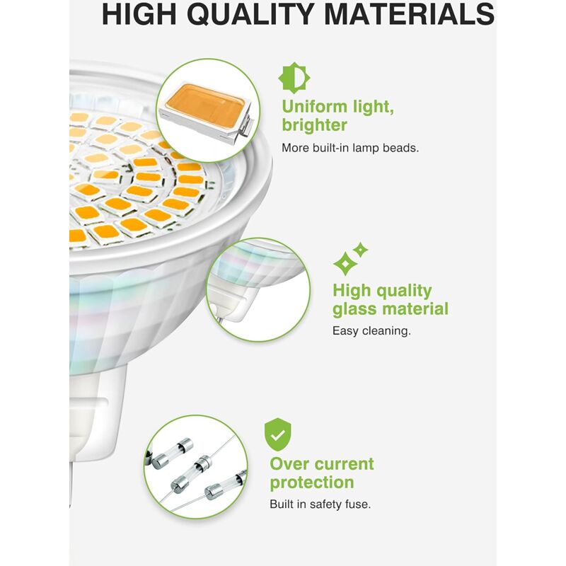 LED Bulbs Gu5.3 5W 12V Mr16 Spotlight Replace Halogen Spotlight 460 Lumens Warm White 3000K Non-Dimmable Pack Of 6 - Image 3