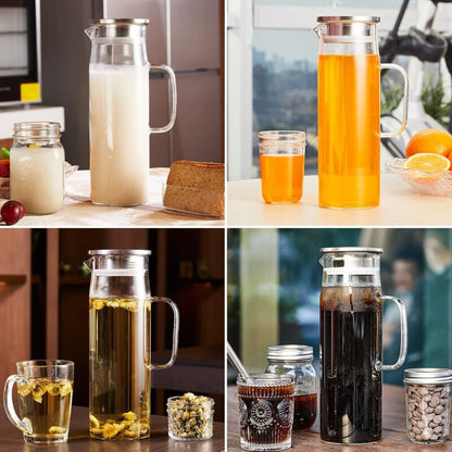 Water Carafe, Glass Pitcher, Glass Jug With Lid And Handle-1.5 Liters - Image 4