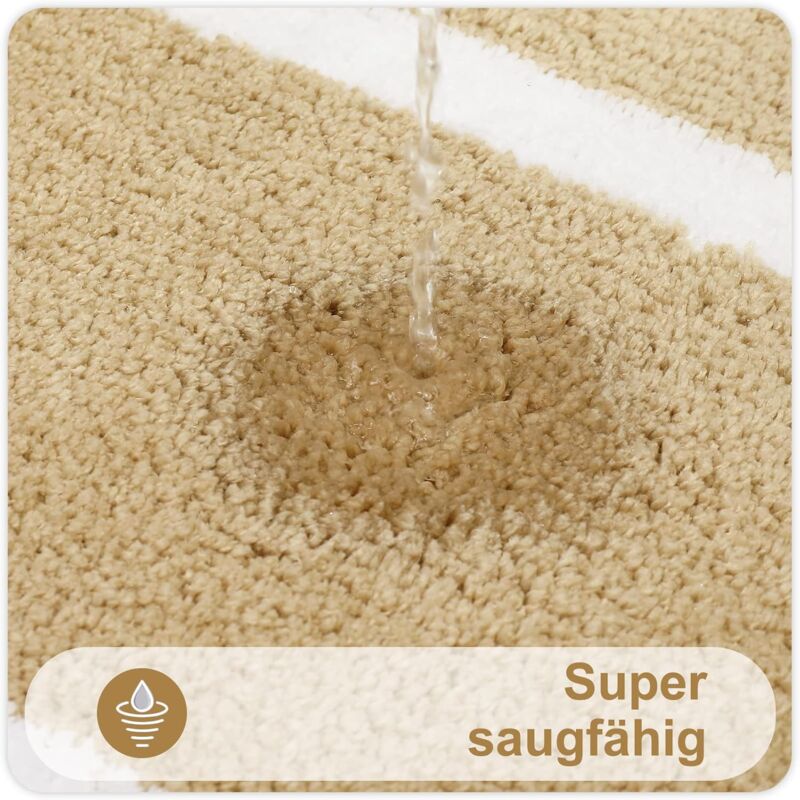 Non-Slip Bath Mat, Soft Microfiber Bathroom Mat, Absorbent High Pile Bath Mat, Machine Washableable - 40 X 60 Cm - Beige - Image 3