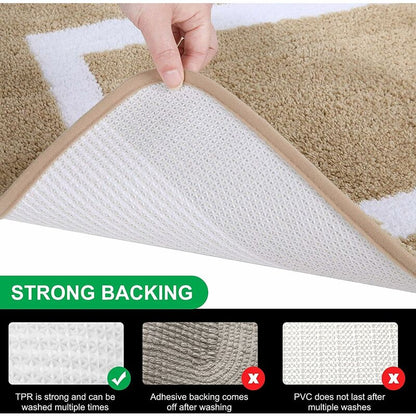 Non-Slip Bath Mat, Soft Microfiber Bathroom Mat, Absorbent High Pile Bath Mat, Machine Washableable - 40 X 60 Cm - Beige - Image 4