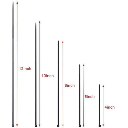 700 Piece Black Nylon Cable Ties, Lengths 4"/ 6"/ 8"/ 10"/ 12" - Image 4