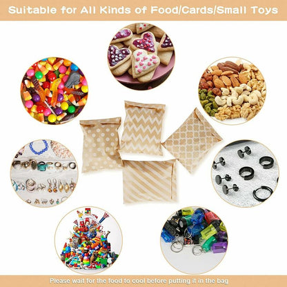 100 Pack Kraft Paper Candy Bags, Candy Cookie Favor Snacks Buffet Grocery Packaging, 4 Different Style No Wax Sweet - Image 3