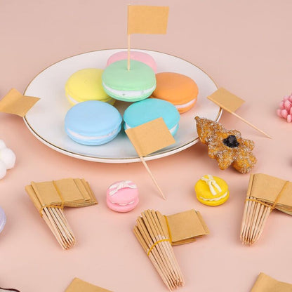 100 pcs Kraft Toothpick Flags, Brown Mini Food Labels Flags For Party Cupcake Decoration Fruit Salad Cheese Label - Image 2
