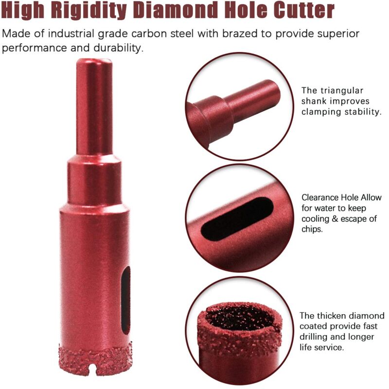 Diamond Hole Saw Set, Diamond Core Drill Bit For Tile/Glass/Marble (6Mm-50Mm 11 pcs) - Image 2