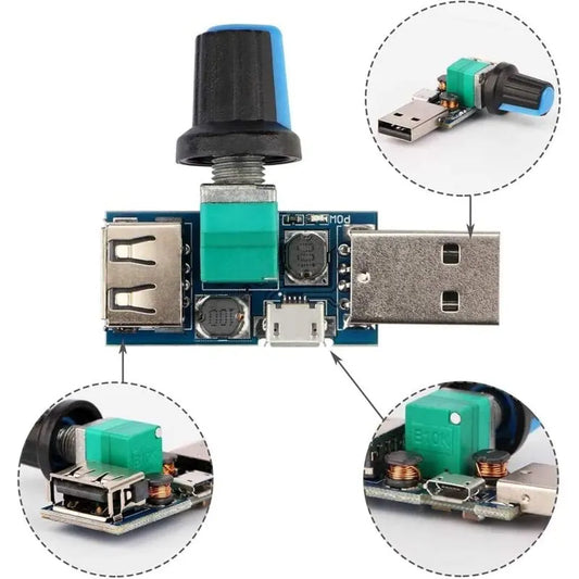 3 pcs 5W Usb Fan Speed Controller, Dc 5V Dc 4-12V To 2.5-8V Stepless Usb Fan Regulator Speed Control Knob With Switch - Image 4