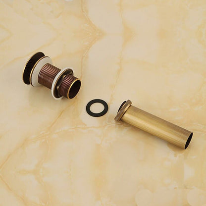 Single Handle Push-Pull Pop-Up Clicker Sink Faucet Build Plug Without Overflow (Antique Brass) - Image 4