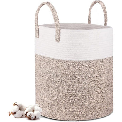 Laundry Basket - 40 X 35 Cm Foldable Storage Baskets - Cotton ROpe Laundry Basket With Handles - Toy Storage Basket -
