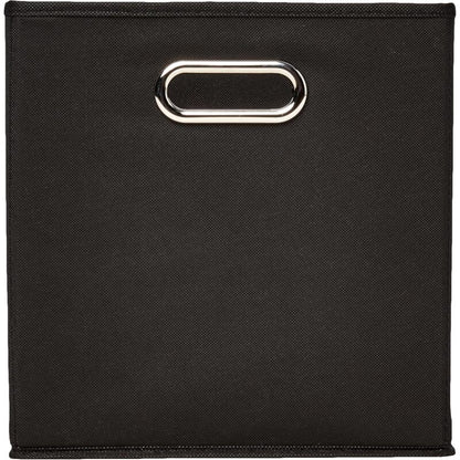 6 pcs Set Foldable Fabric Storage Cubes With Oval Grommets Black - Image 2
