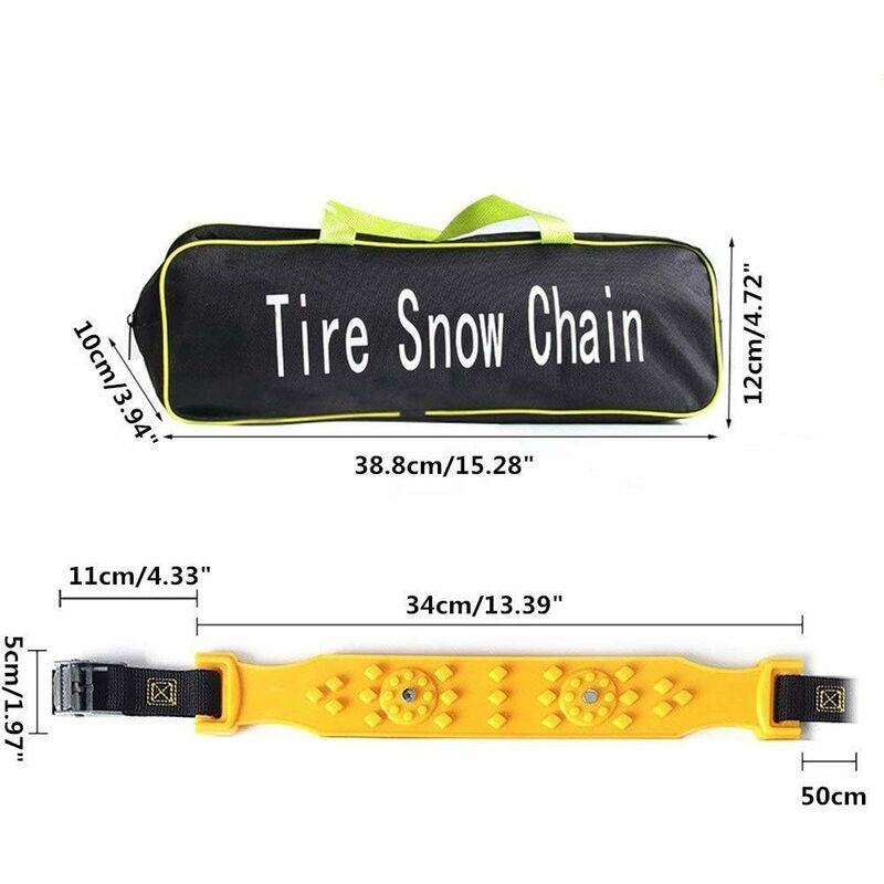 10 pcs Car Snow Socks 185-225 Mm, Yellow Snow Chains, Adjustable Emergency Traction Cables Anti-Slip Car Tire Chain, - Image 2